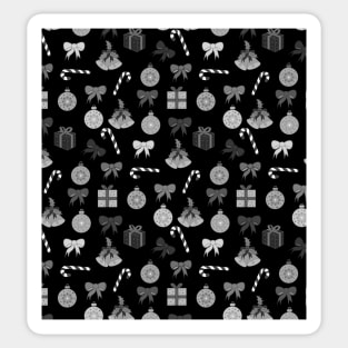black and white print of Christmas ornaments pattern Sticker